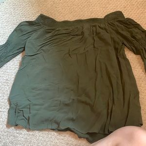 Olive green express off the shoulder blouse
